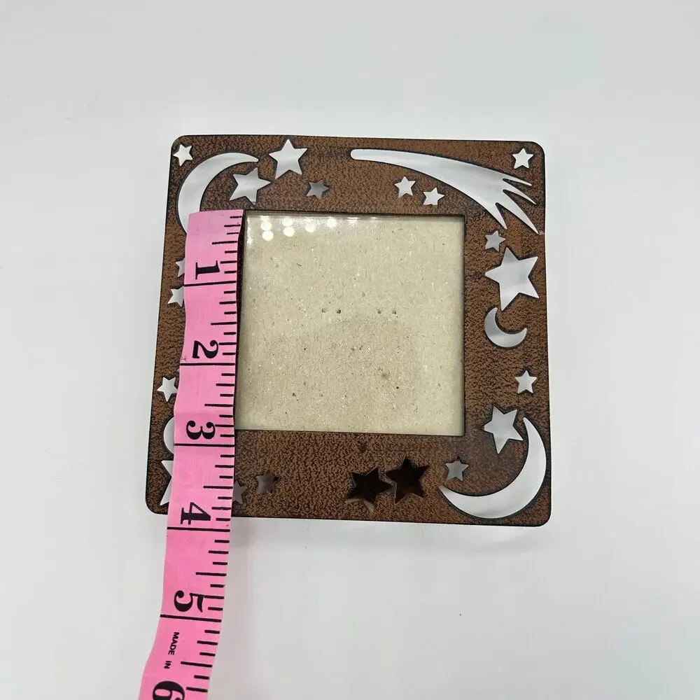 Vintage Moon Stars Photo Frame Y2K Brown Metal Celestial Boho Picture Home Decor
